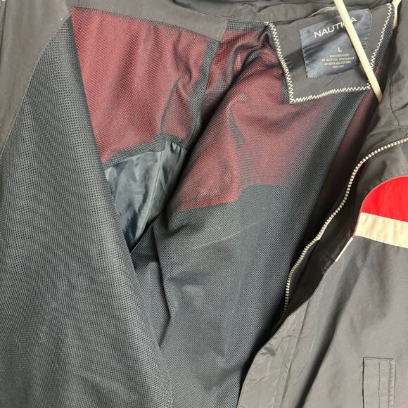 Nautica Windbreaker Jacket Colorblock Blue & Red & White Size L - Picture 8 of 14